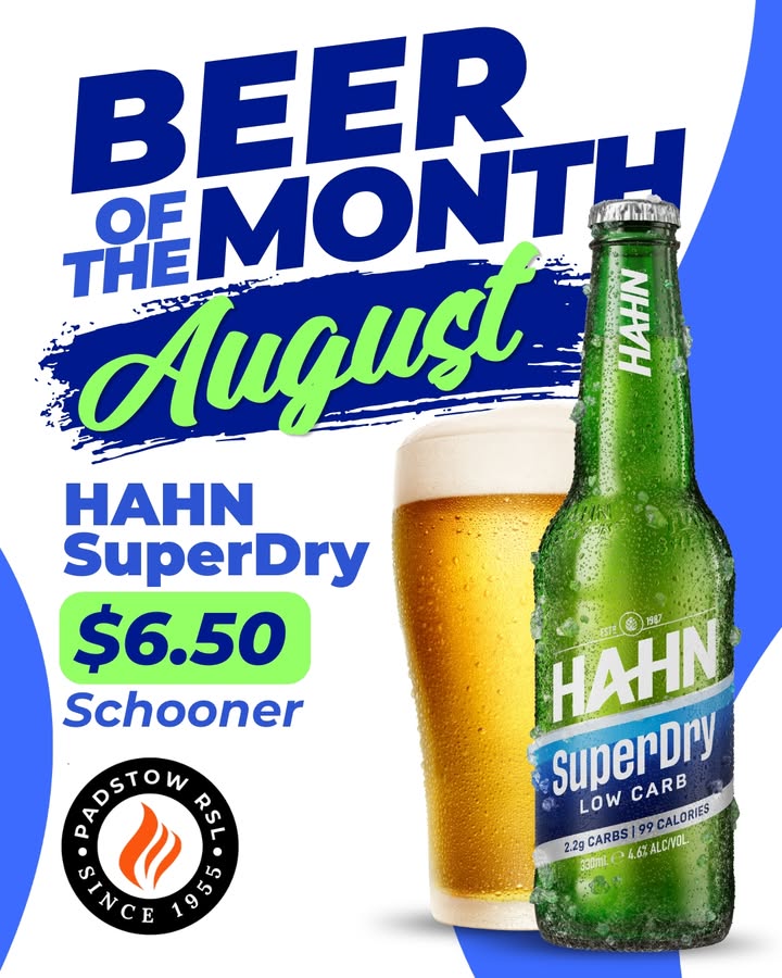 Featured image for “Beer of the Month August: Hahn SuperDry at Padstow RSL”